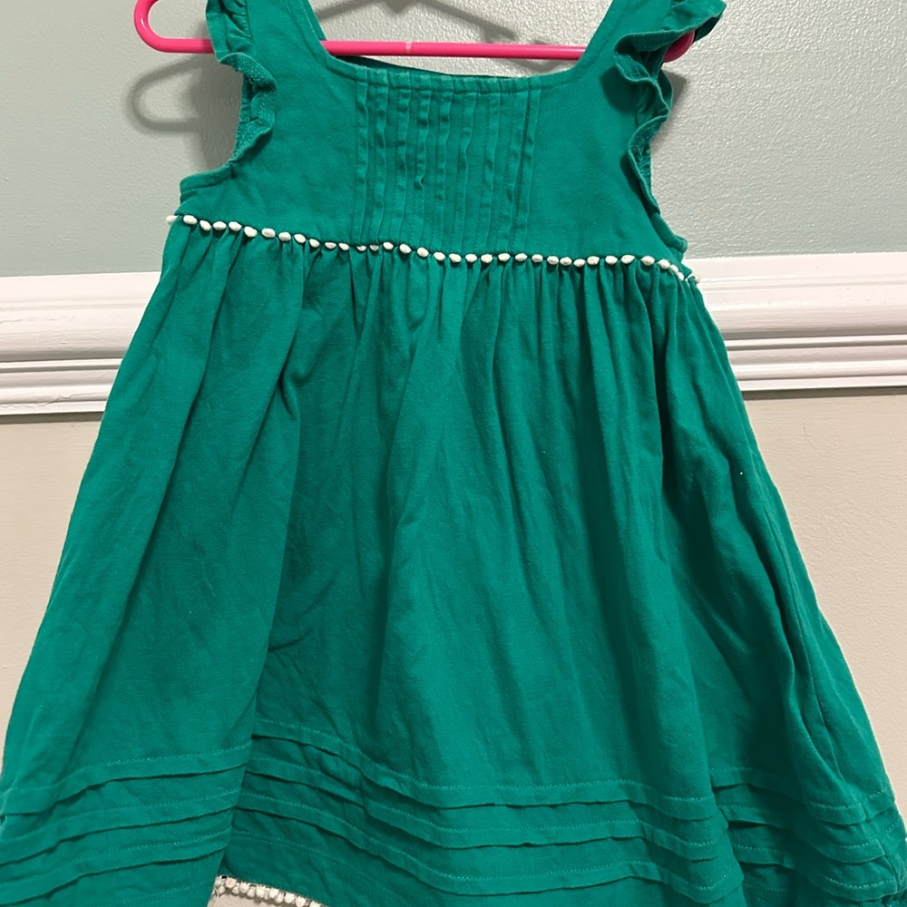 Mini Boden Emerald Green Sundress with Flutter Sleeves and Square Neck